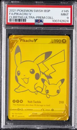 2021 POKEMON SWSH BLACK STAR PROMO #145 FULL ART/PIKACHU V PSA 9 - Image 1