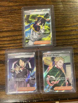 Pokemon Trainer FULL ART BUNDLE Kieran Drasna Lt. Surge's Bargain - Image 1