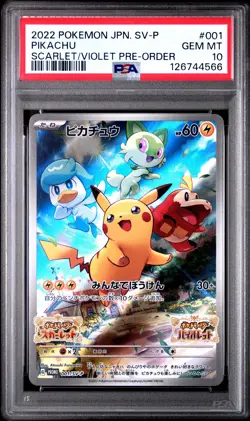 Pikachu 001/sv-p Scarlet & Violet Pre-order Sv Promo Pokemon Japanese PSA 10 - Image 1