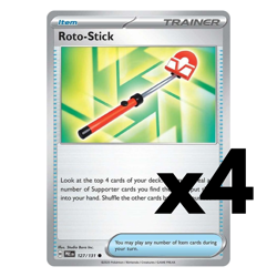 4x Roto-Stick - 127/131 - SV: Prismatic Evolutions (PRE) Pokemon Playset x4 - Image 1