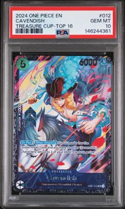 2024 ONE PIECE PROMOS TREASURE CUP-TOP 16 #012 CAVENDISH PSA 10 - Image 1
