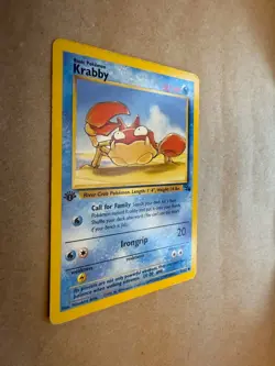4 Fossil 1st Edition Pokemon Cards Krabby 51 Psyduck 53 Shellder 54 Tentacool 56 - Image 2