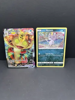 Meowth VMAX SWSH005 & Alolan Meowth 10/12 Holo Pokemon Card Lot - Image 1