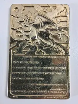 Vintage Pokemon Limited Edition 1999 Charizard 23K Gold Plated Trading Card BK - Image 2