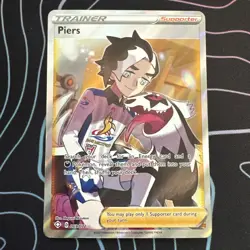 Pokemon TCG Piers Full Art Trainer Ultra Rare Holo Card 069/072 Shining Fates - Image 1