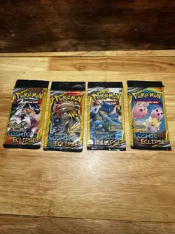 Pokemon Sun & Moon Cosmic Eclipse Booster Mini Packs 4 Packs 3 Cards Each - Image 1