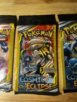 Pokemon Sun & Moon Cosmic Eclipse Booster Mini Packs 4 Packs 3 Cards Each - Image 3