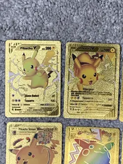 Set of 14 Pikachu & 7 Card Cosplay Set Rare French Gold Accents Foil Fan Art - Image 2
