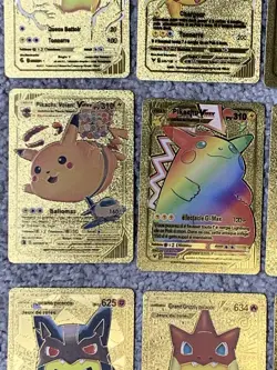 Set of 14 Pikachu & 7 Card Cosplay Set Rare French Gold Accents Foil Fan Art - Image 4