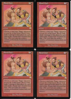 MTG: BLOOD OATH Mercadian Masques RARE; played, Excellent condition x4 - Image 1