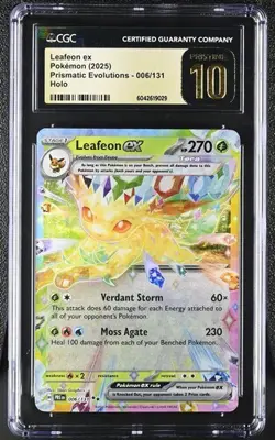 Leafeon ex Pokemon (2025) Prismatic Evolutions - 006/131 Holo CGC PRISTINE 10 - Image 1