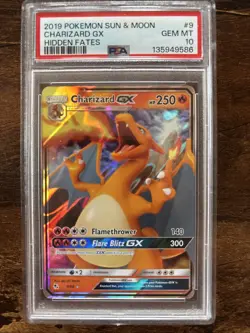 2019 POKEMON SUN & MOON HIDDEN FATES #9 CHARIZARD GX PSA 10 - Image 1