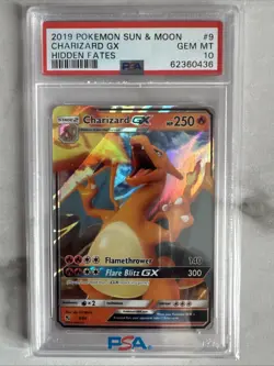 2019 Pokemon Sun & Moon Hidden Fates Charizard GX #9 PSA 10 - Image 1