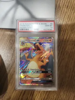 2019 Pokemon Sun & Moon Charizard GX #9 Hidden Fates PSA 10 - Image 1