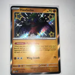 Pokemon TCG Hawlucha 175/091 SV: Paldean Fates Shiny Rare Holo Basic Card - Image 1