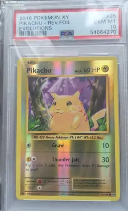 2016 Pokemon XY Evolutions Reverse Foil Holo Pikachu #35 Rare PSA 10 - Image 1