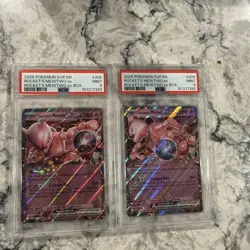 2025 POKEMON Sequential #216 &205 TEAM ROCKET'S MEWTWO EX PSA 9 2025 Black Star - Image 1