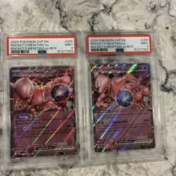 2025 POKEMON Sequential #216 &205 TEAM ROCKET'S MEWTWO EX PSA 9 2025 Black Star - Image 2