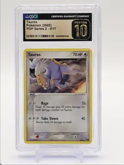 TAUROS 2005 POKEMON POP SERIES 2 RARE 5/17 CGC 10 - Image 1