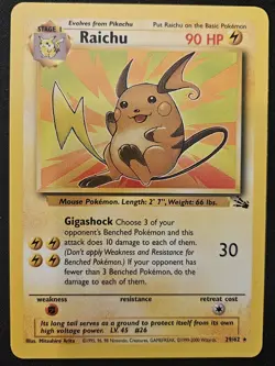 Raichu 29/62 Fossil Unlimited Non Holo Rare WoTC Pokemon TradingCardGame 1999 NM - Image 1
