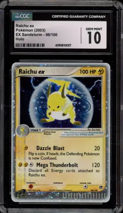 Pokemon Raichu ex EX Sandstorm Holo Ultra Rare #98 CGC 10 Gem Mint - Image 1