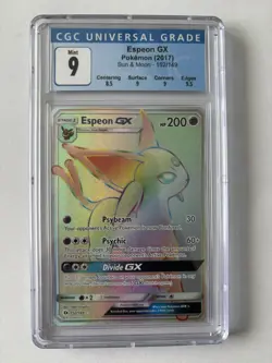 Espeon GX 152/149 Pokemon Sun & Moon Rainbow Rare Holo CGC 9 Mint - Image 1