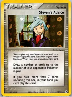 Pokemon TCG Steven's Advice Uncommon Reverse Holo Hidden Legends 92/101 LP - Image 1