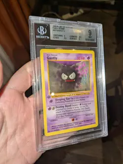 BGS 9 1st Edition Gastly (THICK STAMP) Shadowless Base Set Pokemon Card 1999 PSA - Image 1