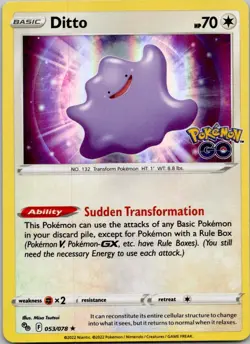 Ditto Holo Rare Pokemon GO 053/078 NM - Image 1