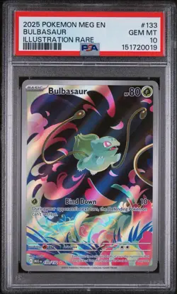 2025 POKEMON MEG EN-MEGA EVOLUTION ILLUSTRATION RARE #133 BULBASAUR PSA 10 - Image 1
