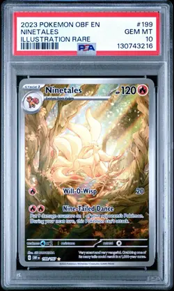 Pokemon Ninetales 199/197 SV03 Obsidian Flames Illustration Rare Holo PSA 10 - Image 1