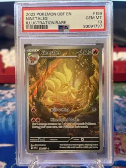 PSA 10 2023 Ninetales 199/197 SV03: Obsidian Flames Illustration Rare Holo - Image 1