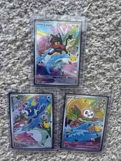 Pokemon TCG First Partner Pack Promo Cards Rowlet Litten Popplio Lot of 3 - Image 1