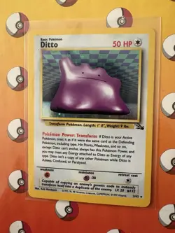 Pokemon 1999 Ditto Holofoil Card 3/62 Base Fossil Set Card RARE - Image 1