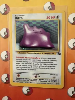 Pokemon 1999 Ditto Holofoil Card 3/62 Base Fossil Set Card RARE - Image 3