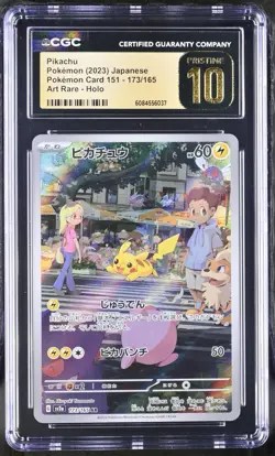 Pokemon Japanese Pikachu 173/165 2023 Pokemon Card 151 Art Rare CGC PRISTINE 10 - Image 1
