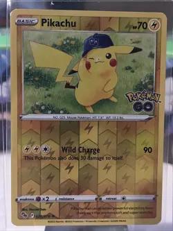 Pokemon TCG Pikachu Pokemon GO 028/078 Reverse Holo Holo Rare NM - Image 1