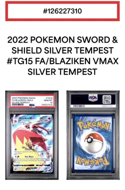 2022 Pokemon Sword & Shield Silver Tempest Fa Blaziken Vmax #TG15 PSA 10 - Image 1