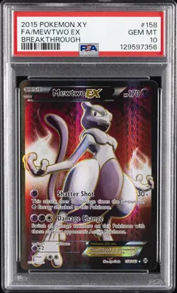2015 POKEMON XY BREAKTHROUGH #158 FULL ART/MEWTWO EX PSA 10 - Image 1