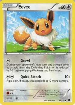 Eevee 89/116 Plasma Freeze Common Normal MP Pokemon TCG - Image 1