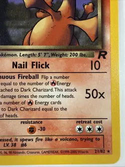 2000 Pokemon Team Rocket Dark Charizard #21/82 - Image 4