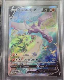2022 Pokemon Sword Shield Lost Origin Aerodactyl V Alt Art 180/196 PSA 9 - Image 2