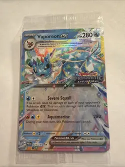 Pokemon TCG Vaporeon EX 023/131 Holo Prismatic Evolutions Stamped Promo Sealed - Image 1