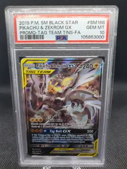 2019 POKEMON SM BLACK STAR PROMO #SM168 FULL ART/PIKACHU & ZEKROM GX PSA 10 - Image 1