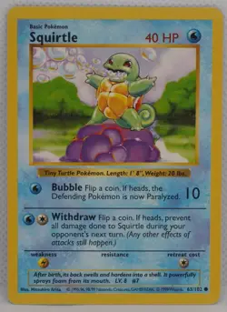 Squirtle 063/102 Base Set (Shadowless) Regular Pokemon TCG - Image 1