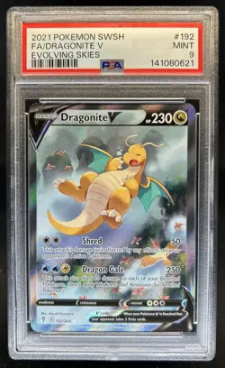 2021 Pokemon SWSH Evolving Skies Dragonite V #192/203 PSA 9 - Image 1
