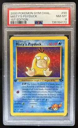 2000 Pokemon Gym Challenge 1st Edition Misty's Psyduck #90/132 PSA 8 - Image 1
