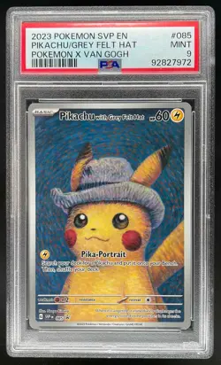2023 Pokemon X Van Gogh Pikachu With Grey Felt Hat Black Star Promo #085 PSA 9 - Image 1