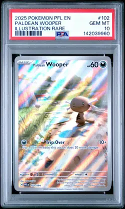 2025 Pokemon EN Phantasmal Flames #102 Paldean Wooper Illustration Rare PSA 10 - Image 1
