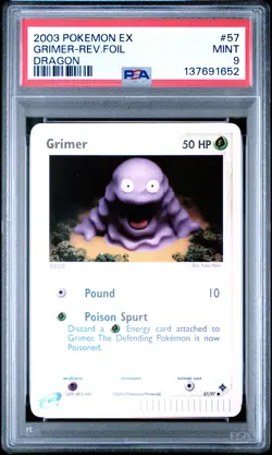 2003 POKEMON EX DRAGON #57 GRIMER-REVERSE FOIL PSA 9 - Image 1